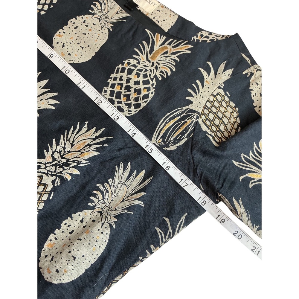 Bombay Paisley Navy Blue Pineapple Print Cotton Linen Shift Dress XS - Picture 6 of 8